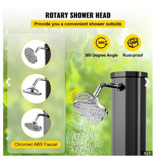 35l Outdoor Shower Column Villa Swimming Pool Bathing Beach Floor Black
