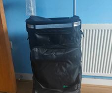 Folding Shopping Trolley on 6 Wheels, Aluminium Lightweight Shopping Cart with Insulated Cooling Bag, 2 Hooks, 2 Side Pockets, Stair Climbing Grocery Trolley, 60L Black