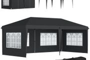 3 x 6m Pop-Up Gazebo, with Removable Walls - Black