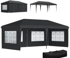 3 x 6m Pop-Up Gazebo, with Removable Walls - Black