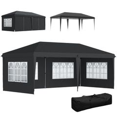 3 x 6m Pop-Up Gazebo, with Removable Walls - Black