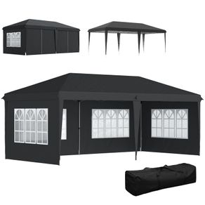 3 x 6m Pop-Up Gazebo, with Removable Walls - Black
