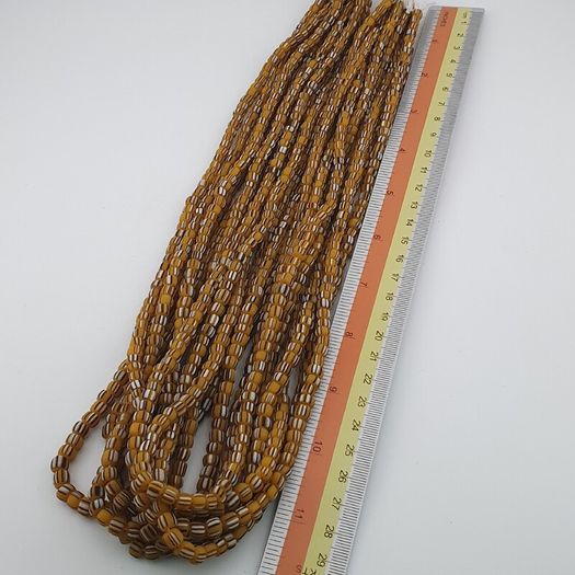 Vintage African Style Stripe Glass 4-5.5mm Beads Necklace Strand