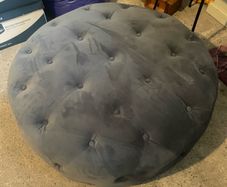 Grey suede round pouff
