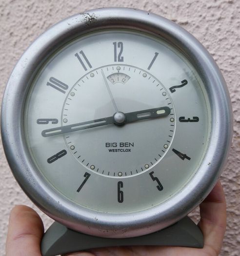Vintage Westclox Big Ben  10 Charcoal Case Gray Dial Alarm Clock