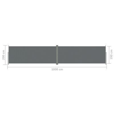 Retractable Side Awning Anthracite 200x1000 privacy screen cm PRICE 170 euro