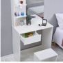BRAND NEW White Wooden Dressing Table Set with Large Mirror and 2 Tier Open Shelf Modern Vanity Makeup Writing Desk Bedroom Image 4
