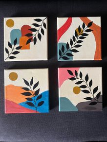 4 Set Handmade Acrylic Boho paintings