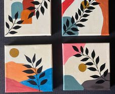 4 Set Handmade Acrylic Boho paintings