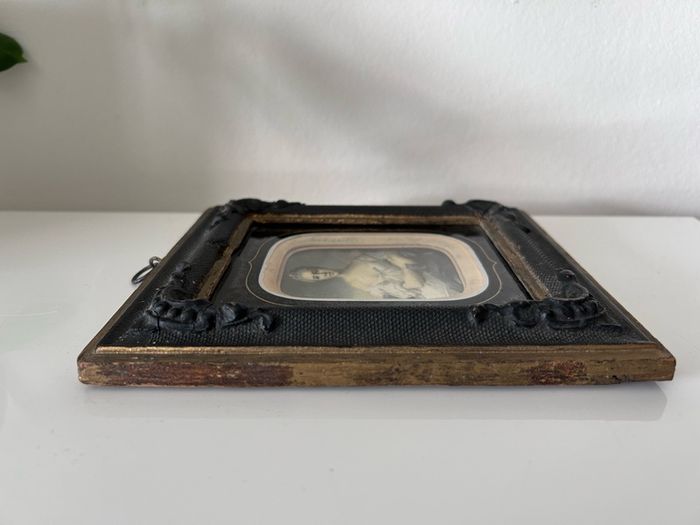 A vintage silk printed portrait of a lady