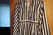 navy and white striped playsuit from misguided