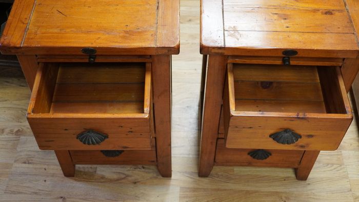 Pair of Irish Coast Reclaimed Wood Bedside Cabinets