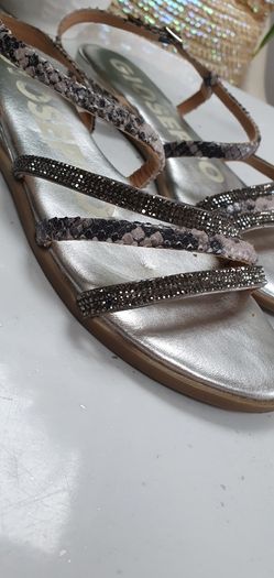 GIOSEPPO silver bling strappy sandals Sz 41 (Fit 7-7.5 UK)