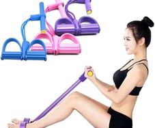 Multifunction Resistance Training 4 Tube Pedal Resistance Band Sit-up Pull Rope Fitness Pedal Exerciser Tension Rope Sport Trainer Equipment for Legs Fitness Arm Leg Slimming Training