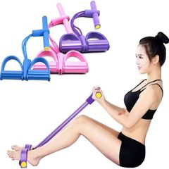 Multifunction Resistance Training 4 Tube Pedal Resistance Band Sit-up Pull Rope Fitness Pedal Exerciser Tension Rope Sport Trainer Equipment for Legs Fitness Arm Leg Slimming Training