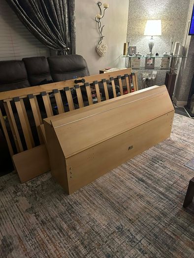 King size bed frame with large storage box.