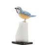 Handcrafted Blue Quartz Blue Tit Bird Sculpture: Nature-Inspired Decor Image 4