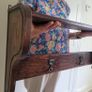 Antique Oak Wall Shelf with Brass Hooks Irish Made Image 5