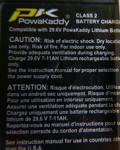 Powakaddy 3 PIN Lithium Battery Charger