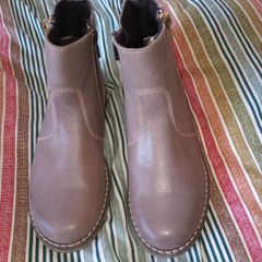 Dubarrys taupe ankle boots with gold decorative zip