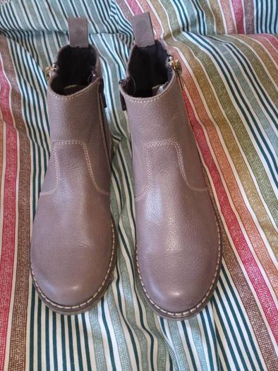 Dubarrys taupe ankle boots with gold decorative zip