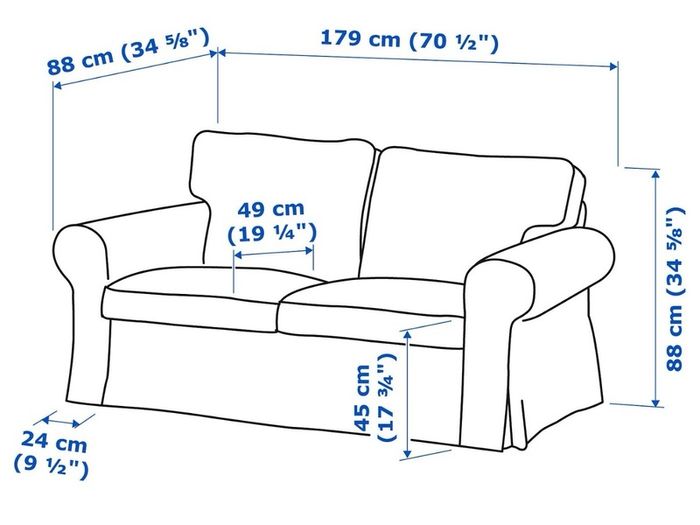 EKTORP - Grey 2 seater with chaise/footstool w/storage