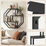 4-Tier Floating Shelves, Wooden Wall Shelf, Heavy-Duty Metal Frame, Decorative Wall Storage Shelf for Living Room, Bedroom, Kitchen, Home Office, Black Image 5