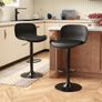 Bar stool Set of 2, 360 swivel chair, height-adjustable, Barstool with backrest and footrest, imitation leather 120kg kitchen stool, Barstools for Kitchen, Dining room, Bar, Black Image 8