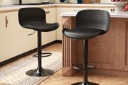 Bar stool Set of 2, 360 swivel chair, height-adjustable, Barstool with backrest and footrest, imitation leather 120kg kitchen stool, Barstools for Kitchen, Dining room, Bar, Black