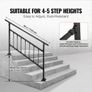 Outdoor Stair Railing, Fits for 1-4 Steps Transitional Wrought Iron Handrail, Adjustable Exterior Stair Railing, Handrails for Concrete Steps with Installation Kit, Matte Black Outdoor Handrail Image 5