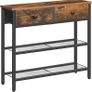 Console Table, Slim Console Table with 2 Non-woven Drawers, Hallway Table with Storage, Slim Sofa Table for Small Spaces, Living Room, Entryway, Kitchen, Rustic Brown and Black Image 2