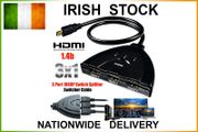 3 Port HDMI Splitter Cable Auto 1080P 3D Switch Switcher Hub LCD HDTV PS3 Xbox