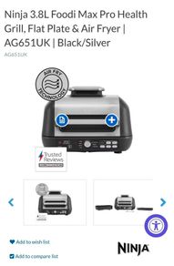 Ninja Foodi MAX Pro Health Grill, Flat Plate & Air Fryer AG651UK