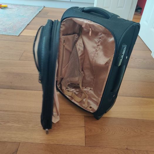 Samsonite Black 2-Wheel Cabin Suitcase Rose Gold Lining