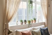 140cm distressed white wooden curtain pole