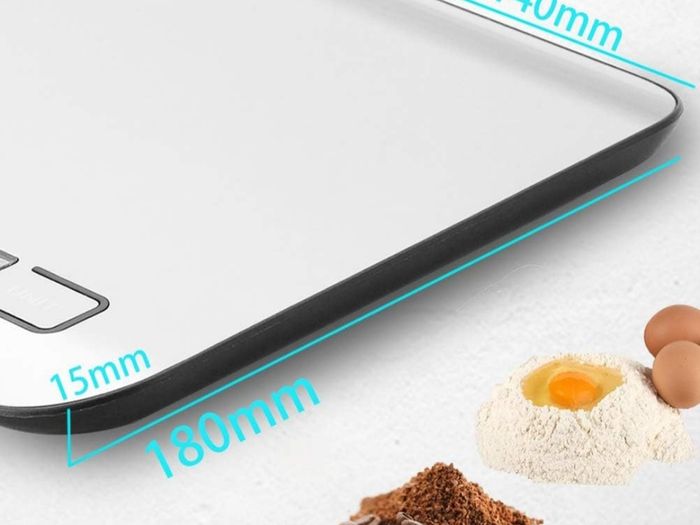 Kitchen Scales Digital, 11lb/5kg Ultra Thin Food/Cooking/Baking Scale,1g/0.1oz Precise Graduation 5 Units Tare Function Touch Button, Backlit LCD High Precision, Stainless Steel-5kg