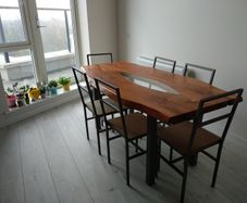 Solid Wooden Dining Table + 6 Chairs & Bench