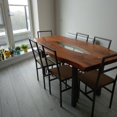 Solid Wooden Dining Table + 6 Chairs & Bench
