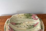 French Vintage Ceramic Majolica Asparagus Serving Set
