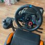Complete Sim Racing Cockpit Logitech G29  Shifter  Foldable Stand with Seat  Like New Image 3