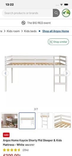 Kids child mid sleeper single bed