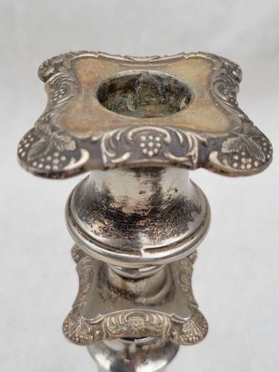 Antique Old English Edwardian Silver Plated Candlesticks