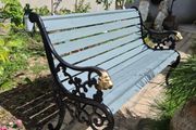 Garden Bench fully Lion Design restored seat outside outdoor garden sitting cast iron treated timber decorations, furniture patio  decking, great present ignore flowers pots plants, garden statue chair  swing patio table heater bbq hammock sun outdoor liv