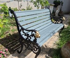 Garden Bench fully Lion Design restored seat outside outdoor garden sitting cast iron treated timber decorations, furniture patio  decking, great present ignore flowers pots plants, garden statue chair  swing patio table heater bbq hammock sun outdoor liv