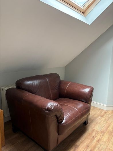Brown leather sofa set - 3 seater,2 seater and armchair.