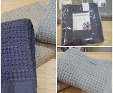 Navy stone wash cotton throw