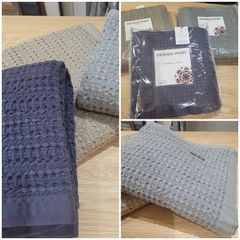 Navy stone wash cotton throw