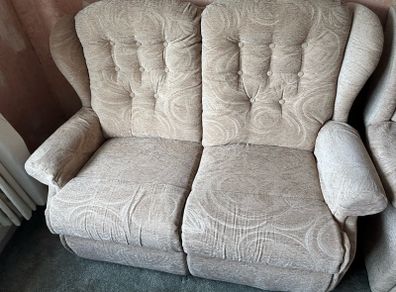3Piece Fabric Sofa Suite Beige