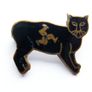Antique Black Cat Enamel Pin Badge - Isle Of Man Lucky Charm c.1920 Image 3