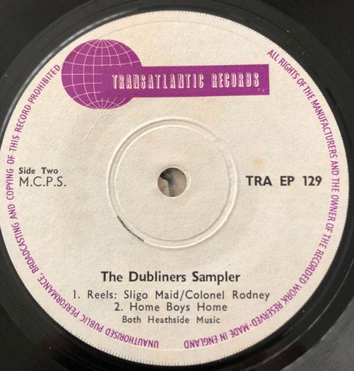 The Dubliners Sample EP Vinyl UK Irish Traditional